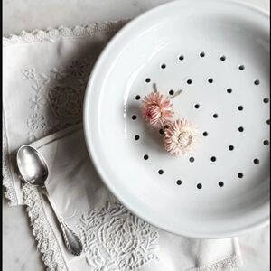 Apilco White Ceramic Colander Made France Vintage Ironstone Berry Strainer Bowl